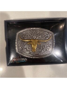 Nocona Two-Tone Longhorn Buckle - Silver & Gold
